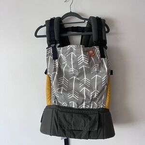 Tula Arrow Pattern Baby Backpack in Gray and Yellow